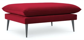 Pufa prostokątna welurowa czerwona nogi czarne – obraz-1