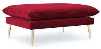 Pufa prostokątna welurowa czerwona nogi złote – obraz-1