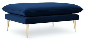 Pufa prostokątna welurowa granatowa nogi złote – obraz-1