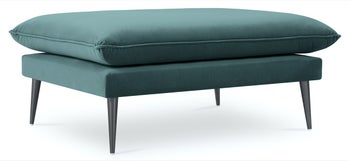 Pufa prostokątna welurowa niebieska nogi czarne – obraz-1