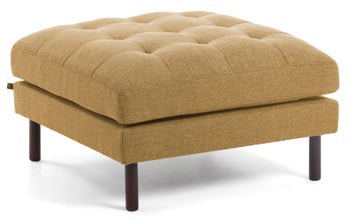 Pufa 80x80 cm tkanina musztardowa – obraz-1