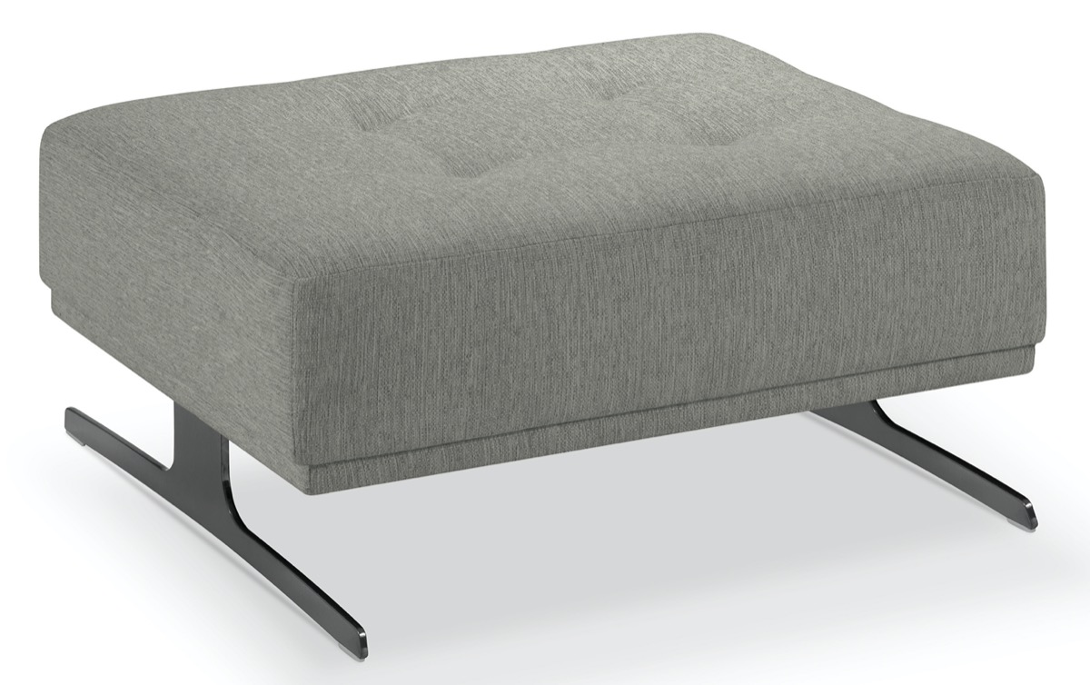 Pufa kwadratowa tapicerowana szara nogi czarne – obraz-1