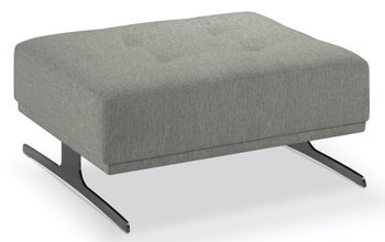 Pufa kwadratowa tapicerowana szara nogi czarne – obraz-1