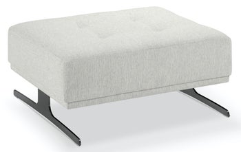 Pufa kwadratowa tapicerowana jasnoszara nogi czarne – obraz-1