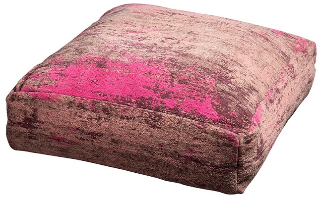 Pufa do salonu w kolorze czerwono-różowym z bawełny i poliestru – grafika-1.