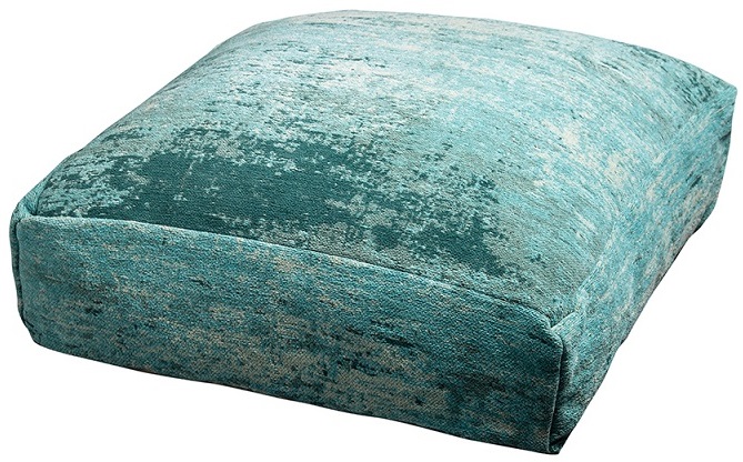 Pufa do salonu bawełna poliester turkusowa 70x70 cm – grafika-1.