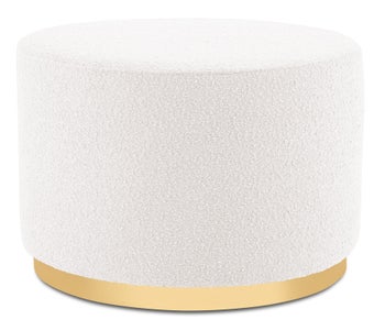 Pufa do salonu tkanina boucle biała 62x62 cm – obraz-1