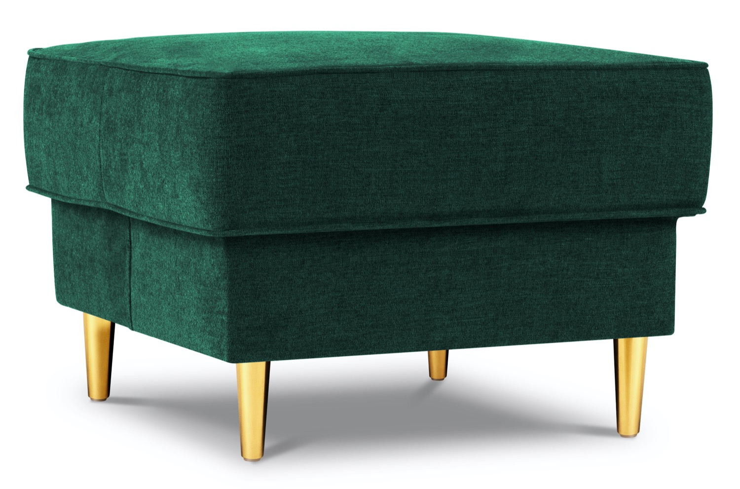 Pufa kwadratowa tapicerowana zielona nogi złote – obraz-1