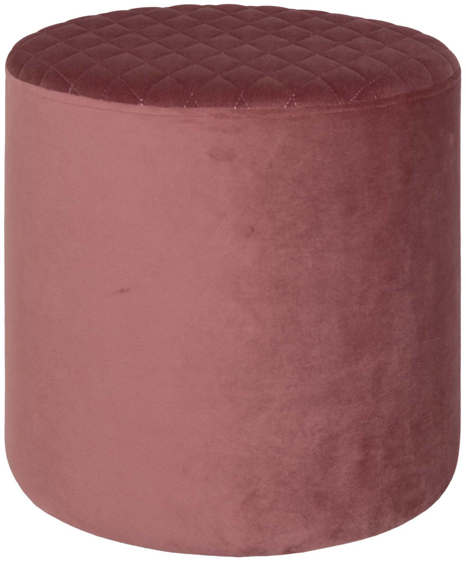 Pufa okrągła welurowa pikowana różowa – obraz-1