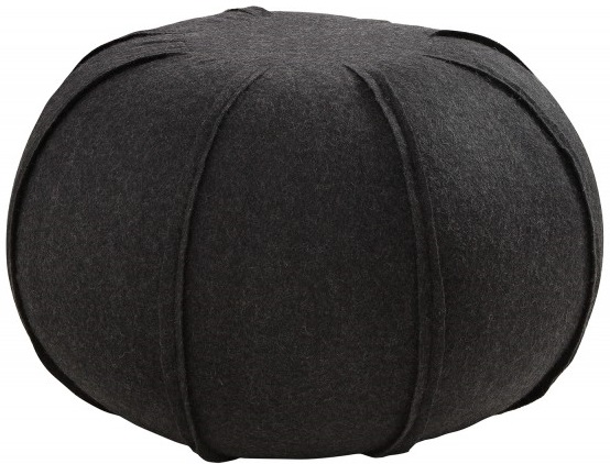 Pufa okrągła z wełny antracytowa 50x37 cm  – obraz-1