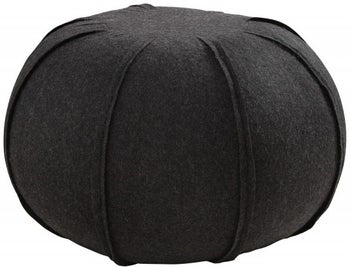 Pufa okrągła z wełny antracytowa 50x37 cm – obraz-1