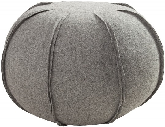 Pufa okrągła z wełny jasnoszara 50x37 cm  – obraz-1