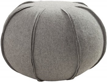 Pufa okrągła z wełny jasnoszara 50x37 cm – obraz-1