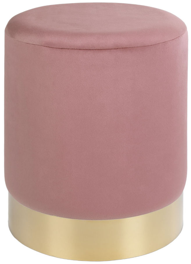 Pufa okrągła welurowa różowa podstawa złota – grafika-1.