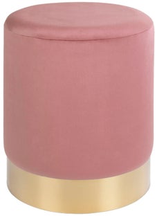 Pufa okrągła welurowa różowa podstawa złota – grafika-1.