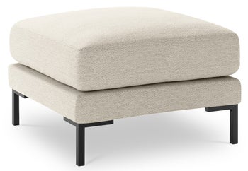 Pufa kwadratowa tapicerowana ecru nogi czarne – obraz-1