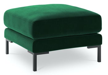 Pufa kwadratowa welurowa zielona nogi czarne – obraz-1