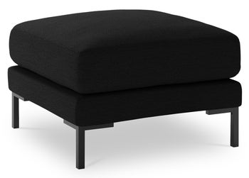 Pufa kwadratowa tapicerowana czarna nogi czarne – obraz-1