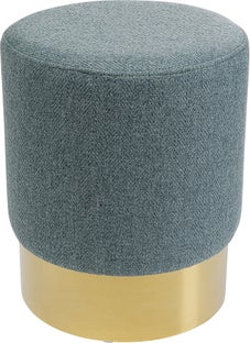 Puff azul claro base redonda oro Ø35x42 cm – Imagen-1.
