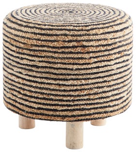 Pufa jutowa w paski Ø40x40 cm ręcznie wykonywana – obraz-1