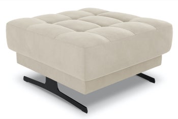 Duża pufa kwadratowa beżowa nogi czarne 75x75 cm – obraz-1