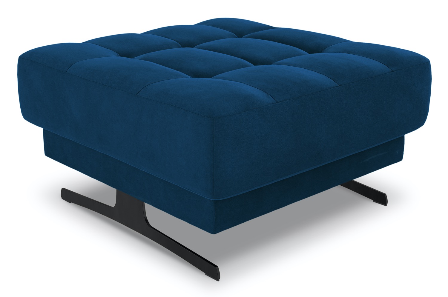 Duża pufa kwadratowa niebieska nogi czarne 75x75 cm – obraz-1