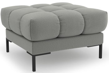 Pufa kwadratowa pikowana szara nogi czarne 60x60 cm – obraz-1