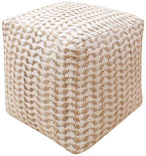 Pufa kwadratowa ręcznie tkana kolory kość słoniowa i naturalny 40x40 cm – obraz-1