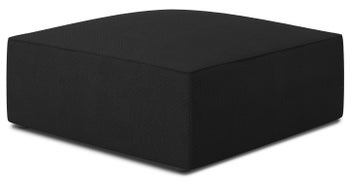 Pufa kwadratowa tapicerowana tkanina strukturalna czarna 93x93 cm – obraz-1
