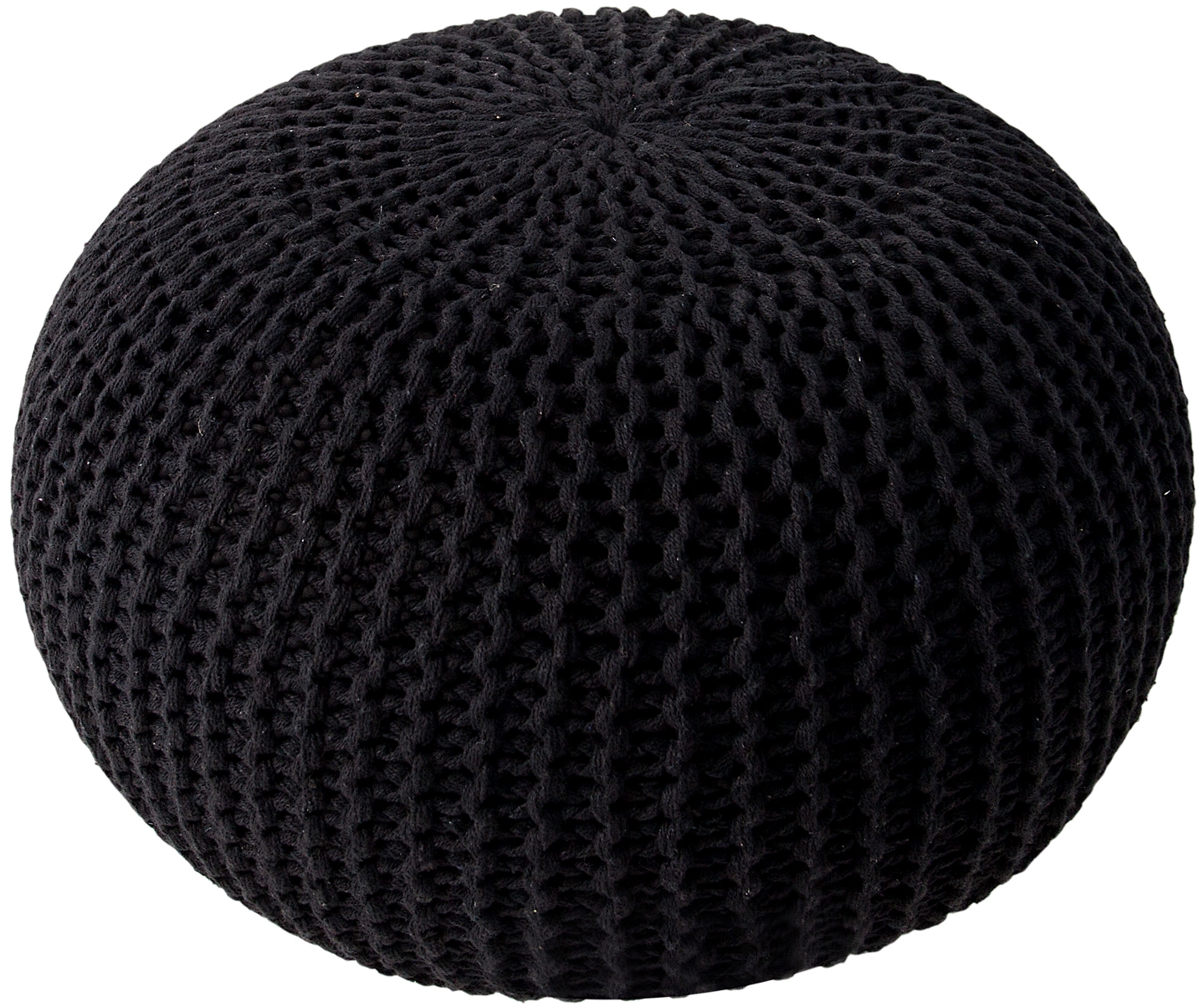 Pufa pleciona bawełniana czarna 50 cm – obraz-1