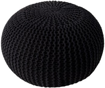 Pufa pleciona bawełniana czarna 50 cm – obraz-1