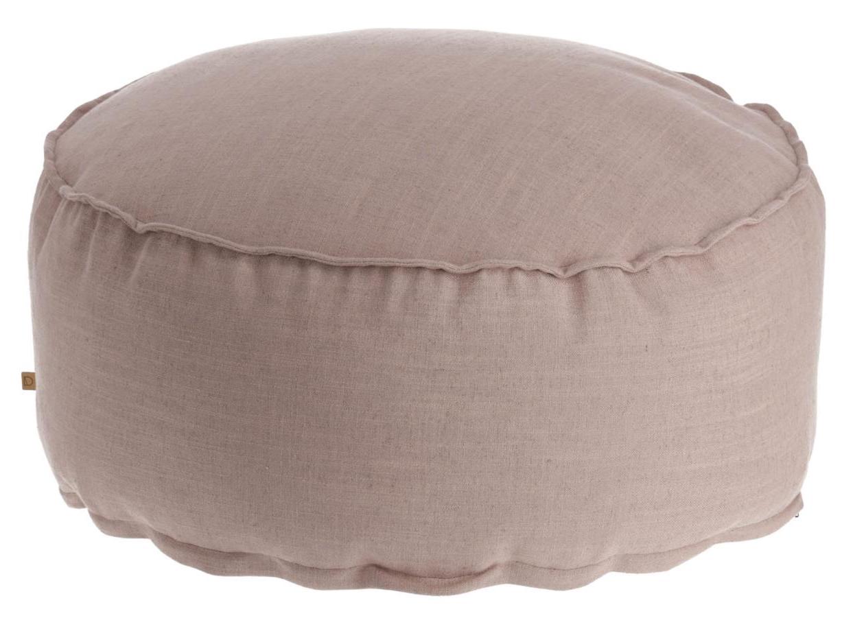 Pufa okrągła tapicerowana różowa – obraz-1