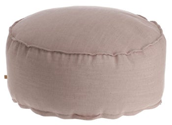 Pufa okrągła tapicerowana różowa – obraz-1