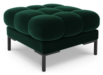 Pufa kwadratowa welurowa pikowana zielona nogi czarne – obraz-1