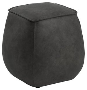 Pufa kwadratowa tapicerowana szara mała – obraz-1