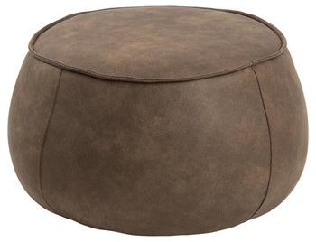 Pufa okrągła tapicerowana jasnobrązowa duża – obraz-1