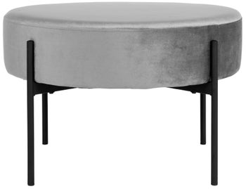 Pufa okrągła welurowa szara nogi czarne – obraz-1