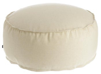 Pufa okrągła tapicerowana biała ogrodowa – obraz-1