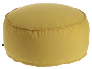 Pufa okrągła tapicerowana żółta ogrodowa – obraz-1