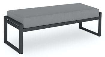 Pufa ogrodowa tapicerowana szara nogi grafitowe – obraz-1