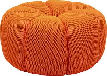 Pufa okrągła nowoczesna tapicerka pomarańczowa Ø80x41 cm – grafika-1.