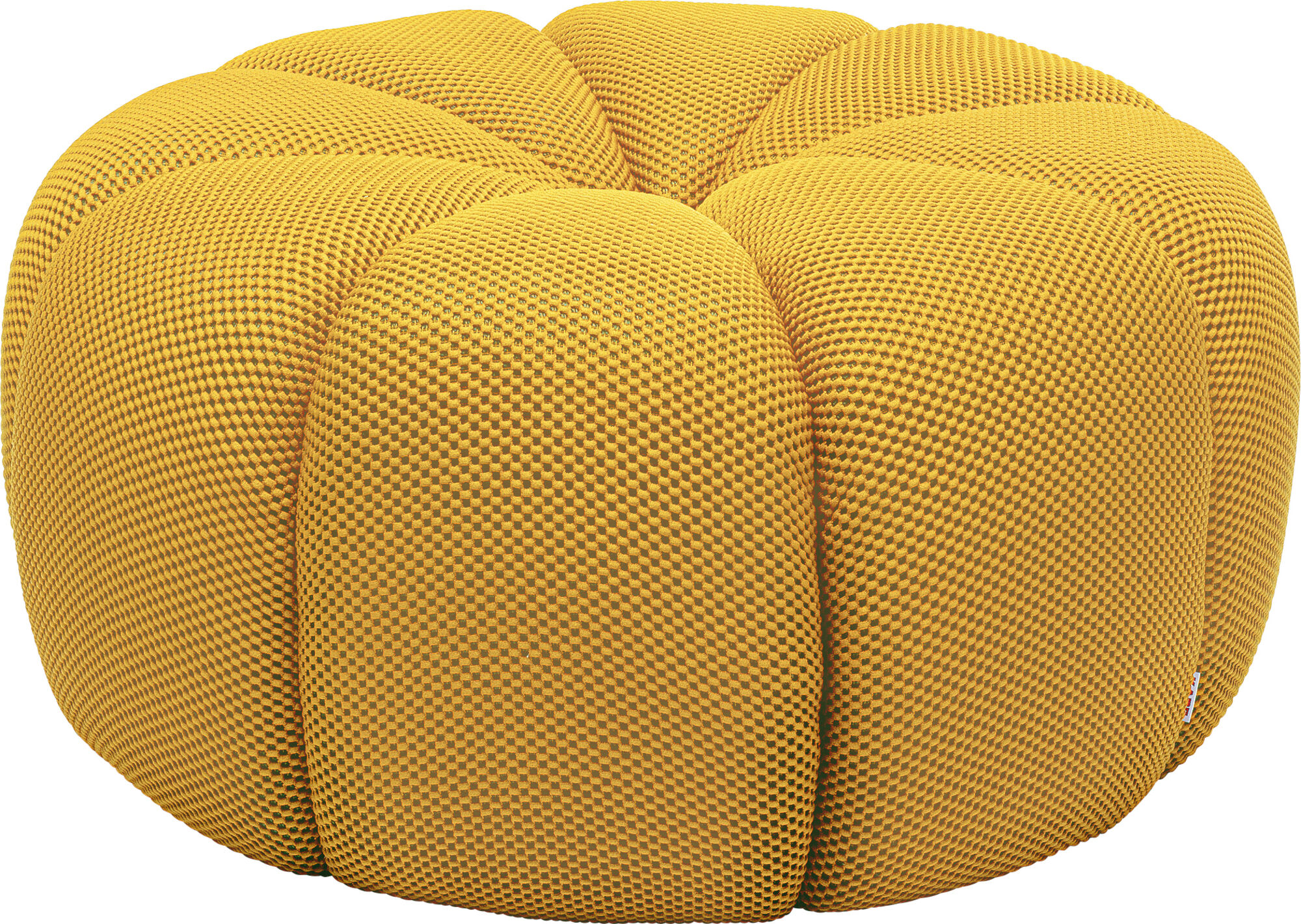 Pufa okrągła nowoczesna tapicerka żółta Ø80x41 cm – grafika-1.