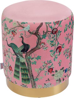 Sittpuff Cherry Peacock - Påfågelmotiv/Mässing 32cm – bild-1.