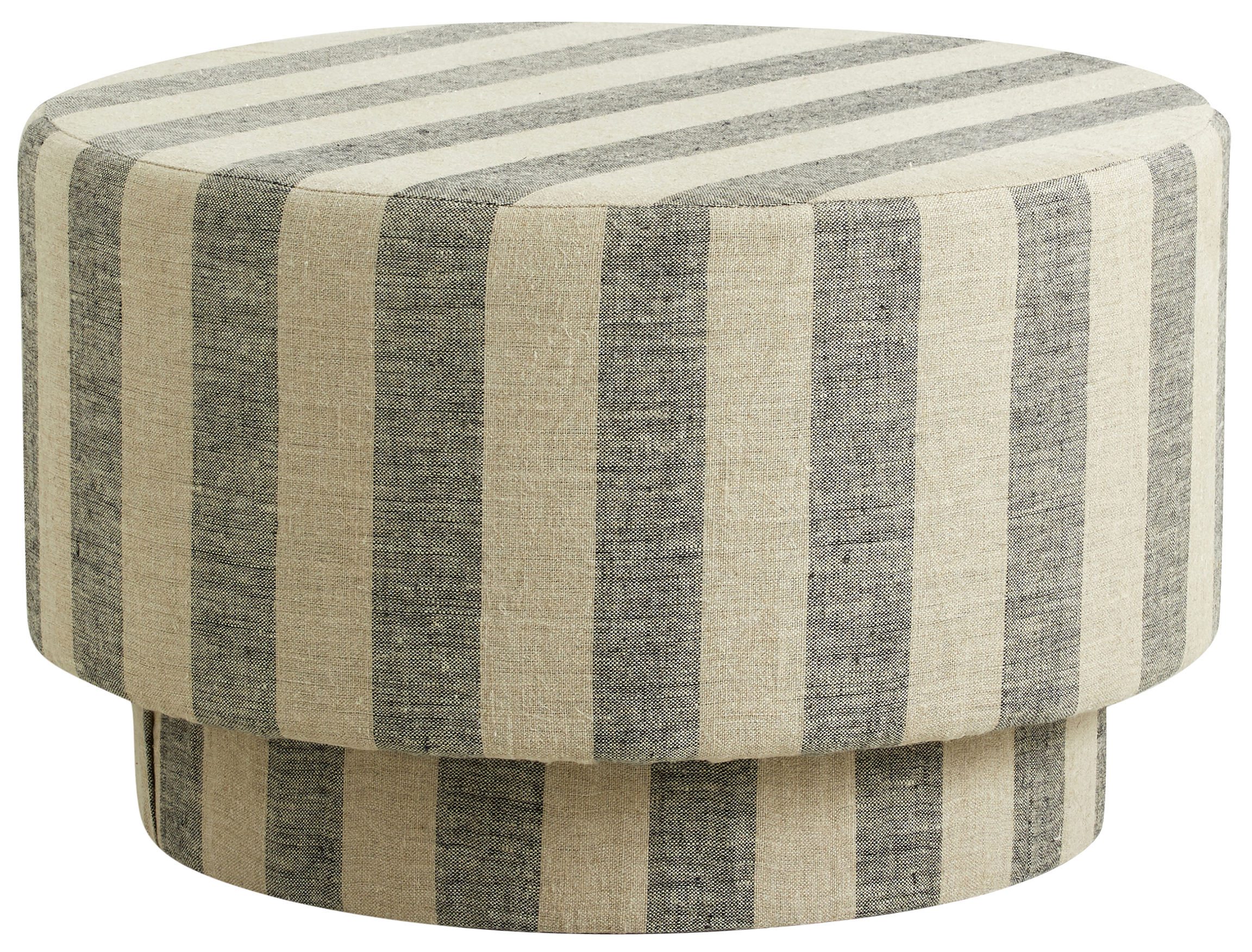 Pufa okrągła tapicerka lniana naturalna w paski Ø68x43 cm – obraz-1