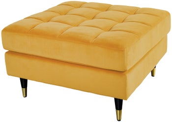 Podnóżek aksamitny musztardowy w stylu nowoczesnym idealny do salonu – grafika-1.