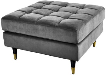 Pufa szara aksamitna pikowana stylowa do nowoczesnych wnętrz – grafika-1.