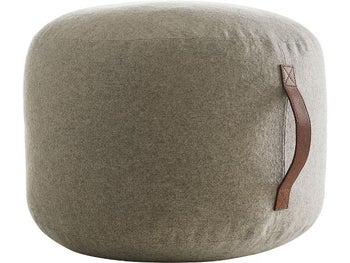 Pufa Refined 50x30 cm szara ze skórzanym uchwytem – obraz-1