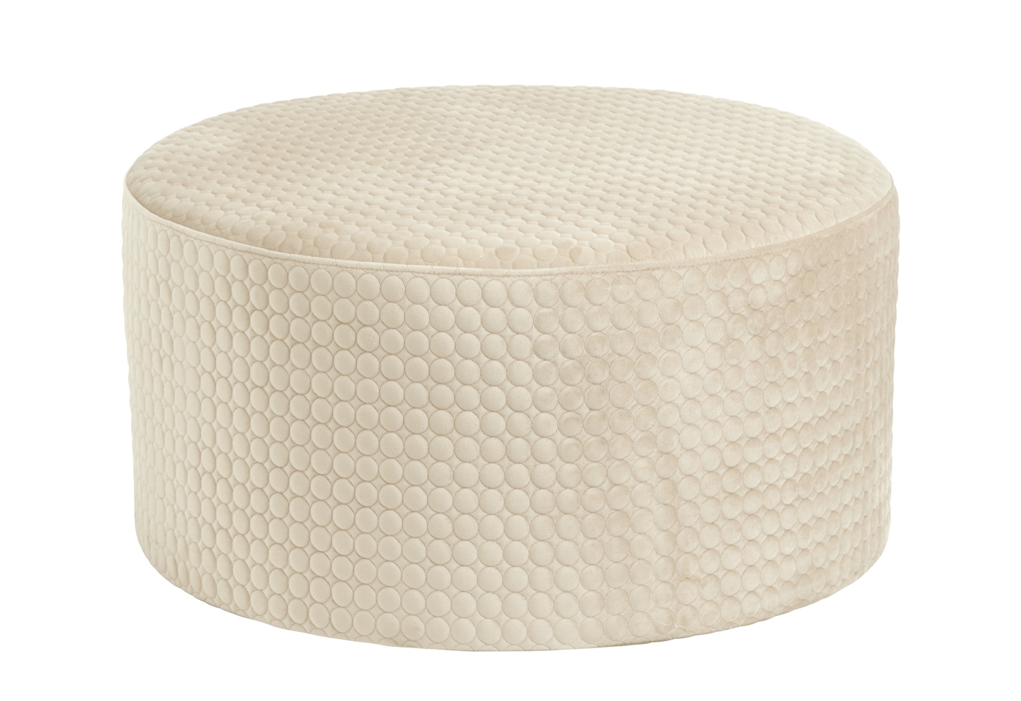 Pufa Rhonda ∅70x34 cm kremowa – obraz-1