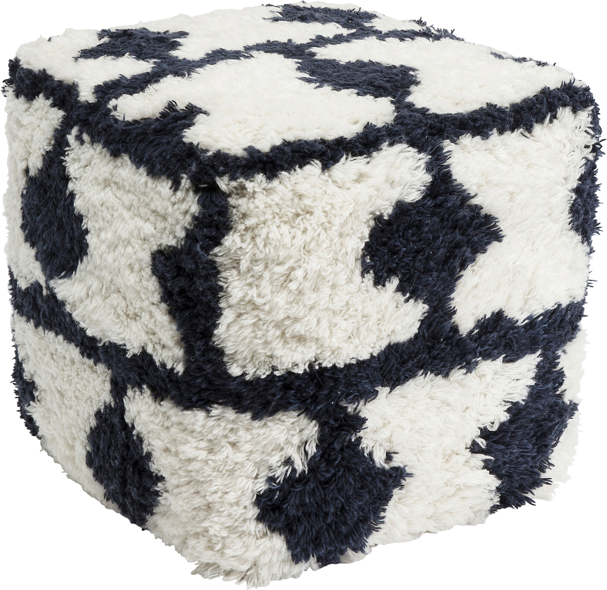 Pufa Shaggy Check 45x45 cm biało-czarna – obraz-1