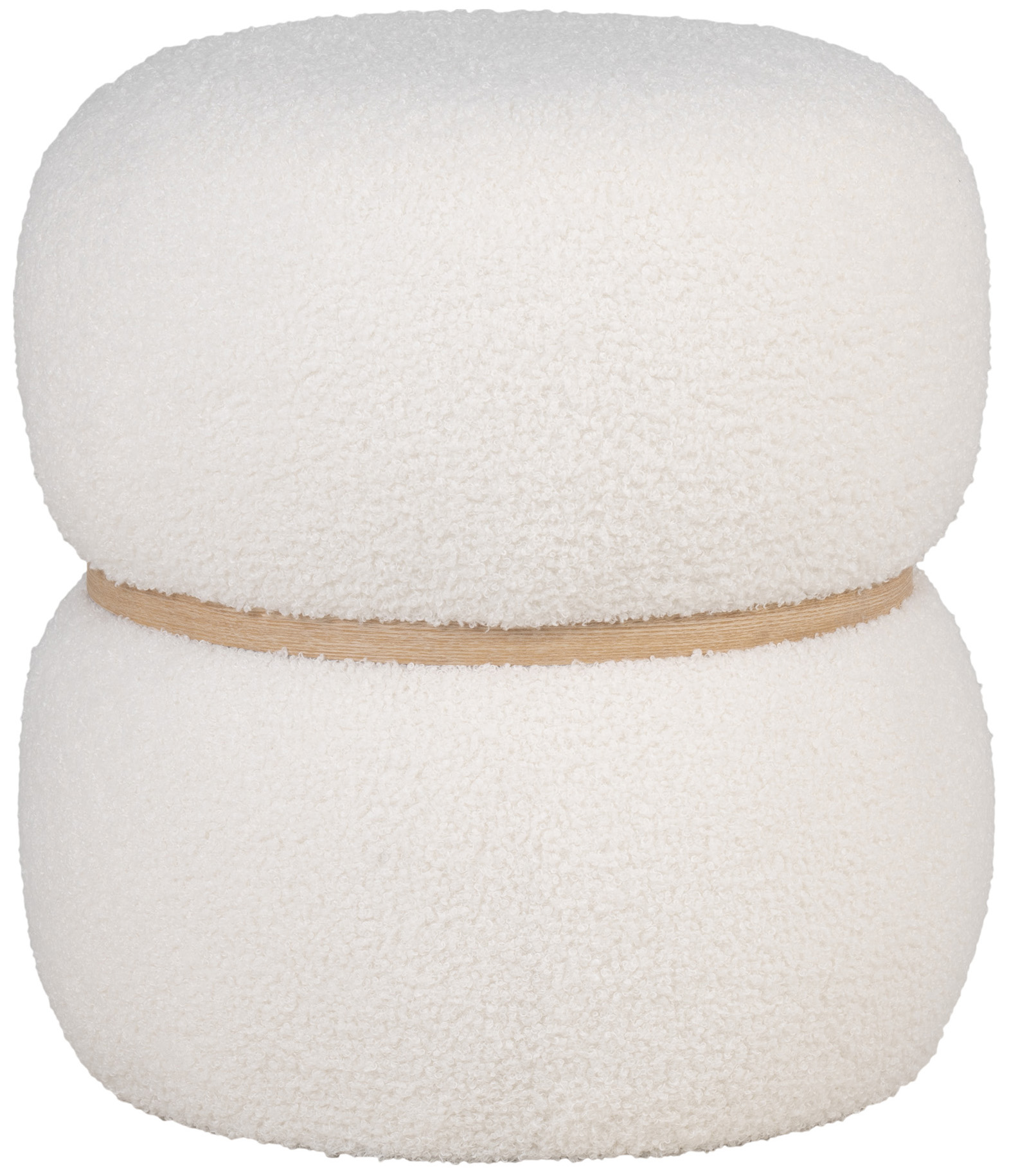 Pufa skandynawska okrągła tkanina boucle biała Ø38x41 cm – grafika-1.
